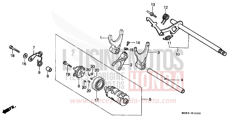 GEARSHIFT DRUM for Africa Twin SHASTA WHITE (NH138H) from 1988